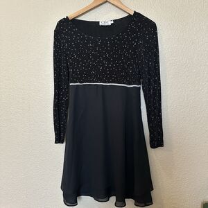 Vintage Celestial Black‎ Dress Moon Stars Black Velvet Womens Size 6 Long Sleeve